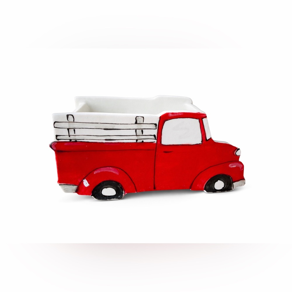 Red Ceramic Truck Planter